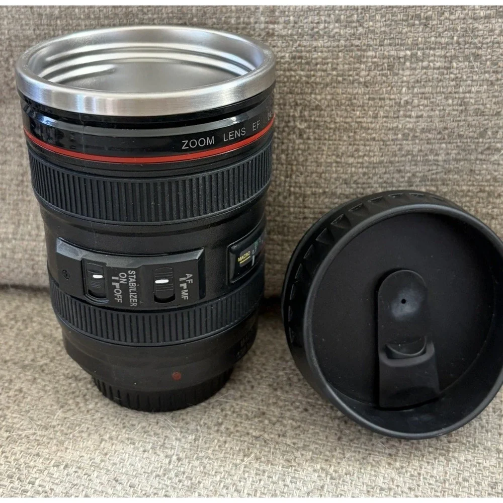 Vintage Y2K Camera Lens Coffee Travel Cup Mug Photo Photographer 35mm Film Gift